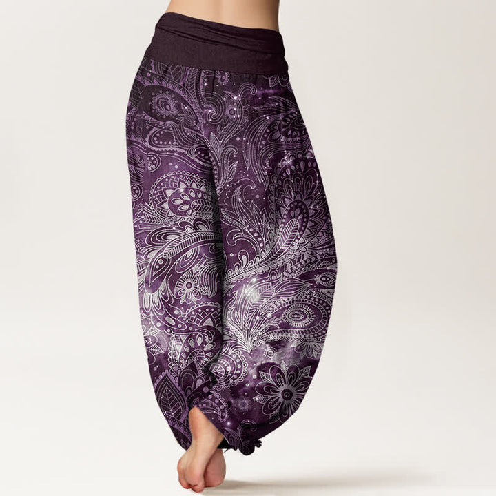 Buddha Stones Pure Cotton Elegant Paisley Pattern Women's Elastic Waist Harem Pants - image 6