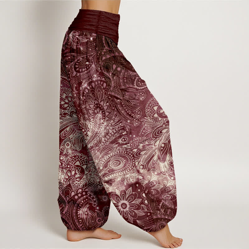 Buddha Stones Pure Cotton Elegant Paisley Pattern Women's Elastic Waist Harem Pants - image 10
