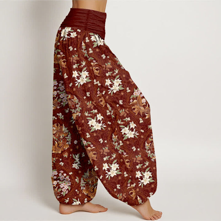 Buddha Stones Pure Cotton Floral Medallion Pattern Women's Elastic Waist Harem Pants - image 7