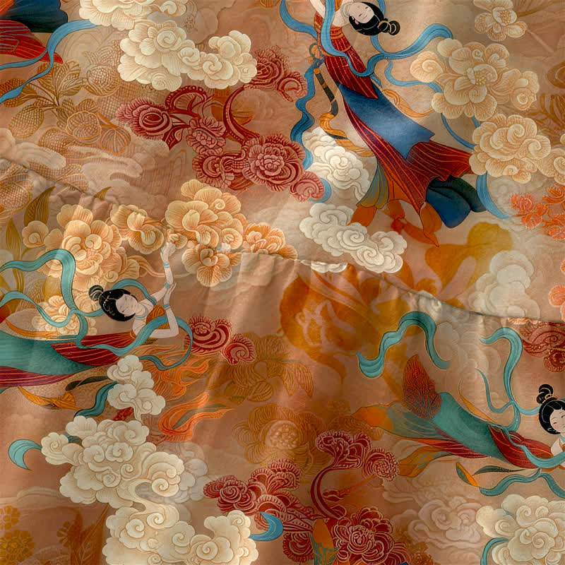 Buddha Stones Summer Casual Eastern Cloud Figure Pattern Women's Summer Sleeveless Midi Dress With Pockets - image 1