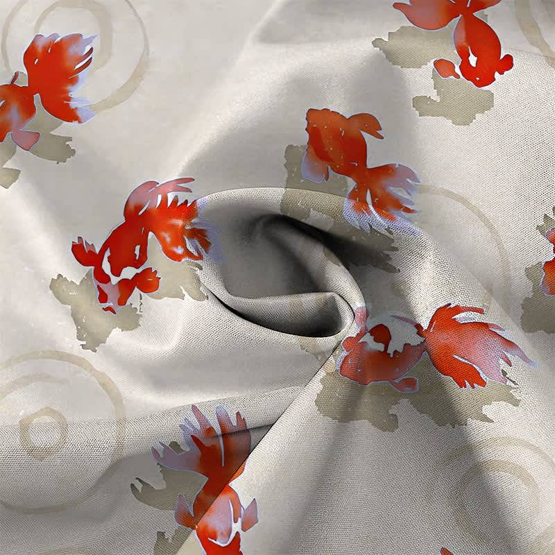 Buddha Stones Red Koi Fish Ripple Pattern Buttons Wrinkle-resistant Men's Short Sleeve Shirt - image 8