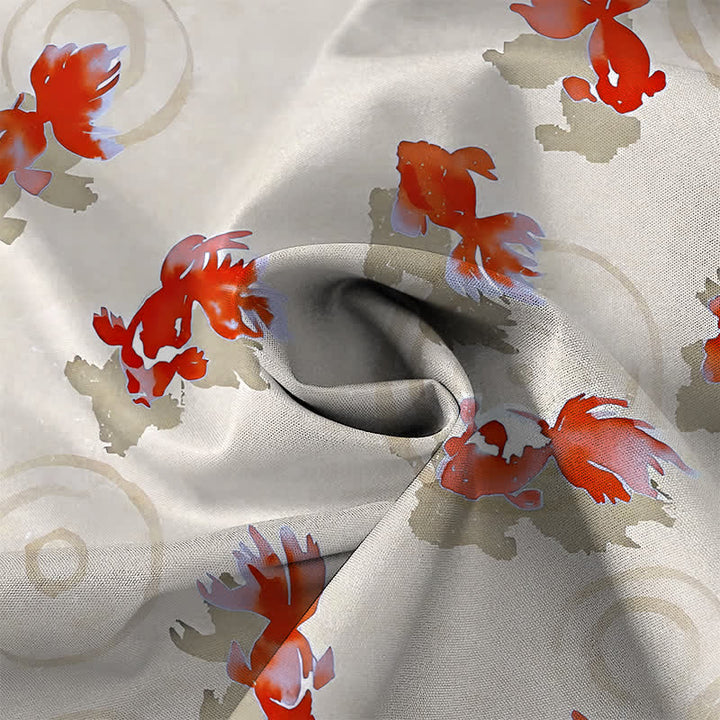 Buddha Stones Red Koi Fish Ripple Pattern Buttons Wrinkle-resistant Men's Short Sleeve Shirt - image 8