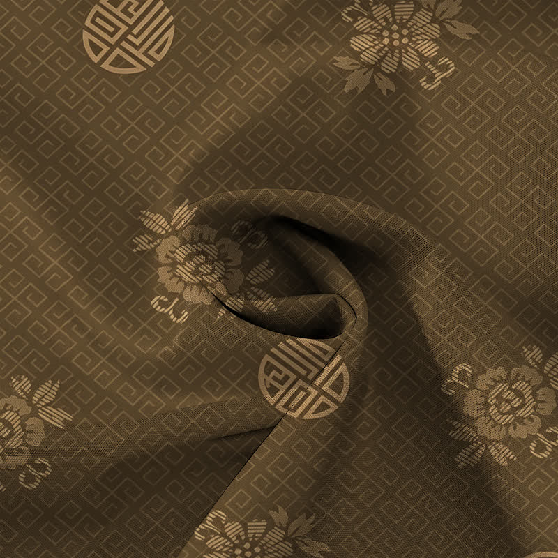 Buddha Stones Geometric Floral Medallion Pattern Buttons Breathable Men's Short Sleeve Shirt - image 4