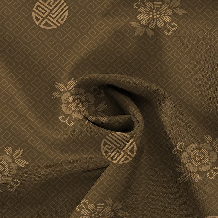 Buddha Stones Geometric Floral Medallion Pattern Buttons Breathable Men's Short Sleeve Shirt - image 4