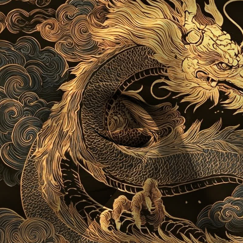 Buddha Stones Golden Dragon Cloud Pattern Buttons Wrinkle-resistant Men's Short Sleeve Shirt - image 4