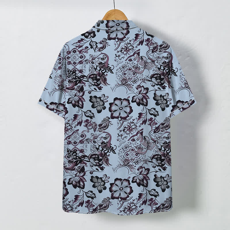 Buddha Stones Tropical Floral Leaf Pattern Buttons Wrinkle-resistant Men's Short Sleeve Shirt - image 4