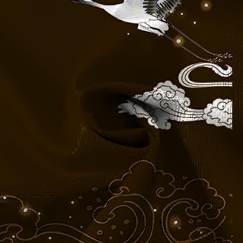 Buddha Stones Flying Crane Cloudwave Pattern Buttons Wrinkle-resistant Men's Short Sleeve Shirt - image 14