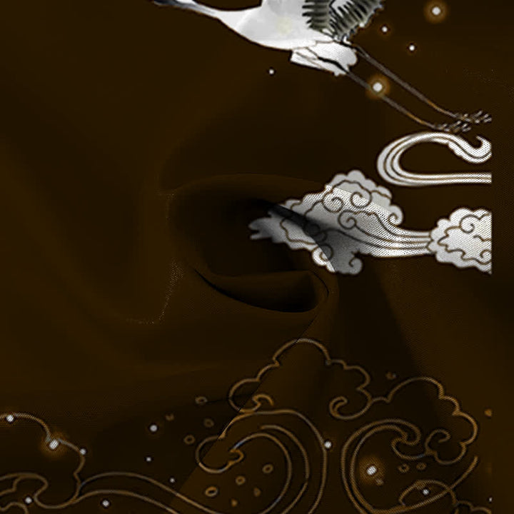 Buddha Stones Flying Crane Cloudwave Pattern Buttons Wrinkle-resistant Men's Short Sleeve Shirt - image 14