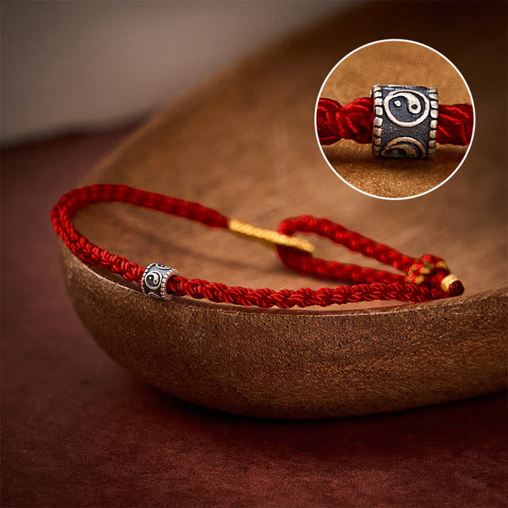 Buddha Stones Black Red String Yin Yang Protection Hand-Woven Minimalist Bracelet - Wine Red - Red String(Protection♥Luck) - image 7
