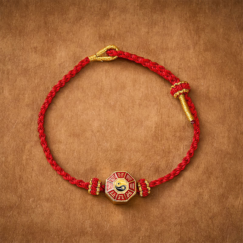 Buddha Stones Braided Red String Bagua Chinese Coin Protection Adjustable Bracelet - image 9