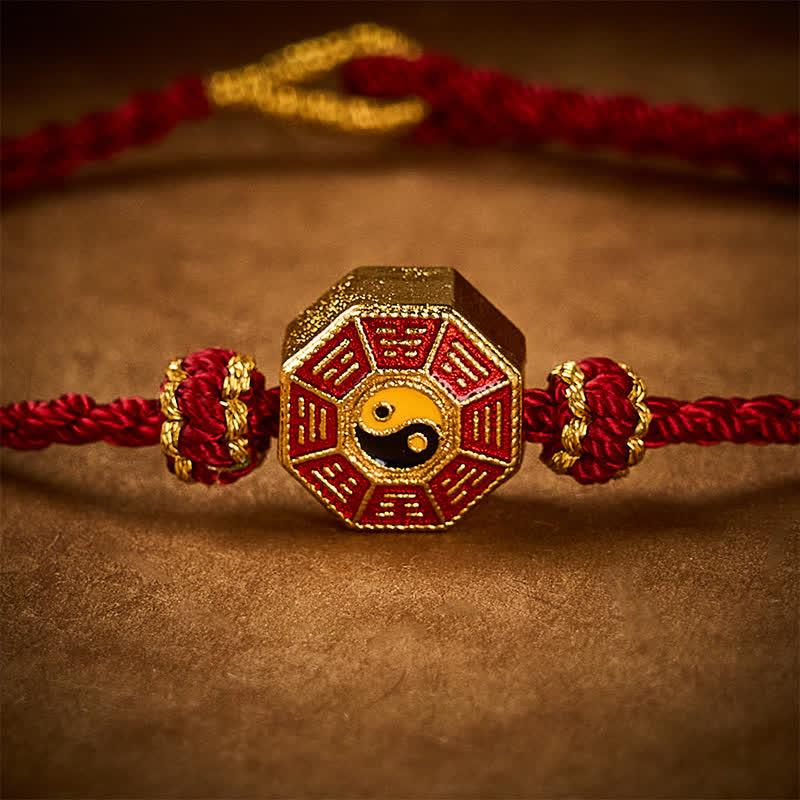 Buddha Stones Braided Red String Bagua Chinese Coin Protection Adjustable Bracelet - image 5