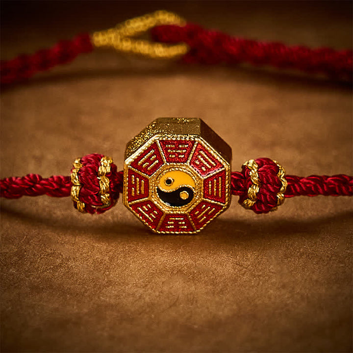 Buddha Stones Braided Red String Bagua Chinese Coin Protection Adjustable Bracelet - image 5