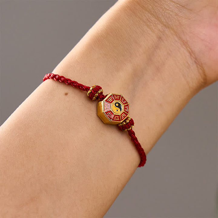 Buddha Stones Braided Red String Bagua Chinese Coin Protection Adjustable Bracelet - image 4