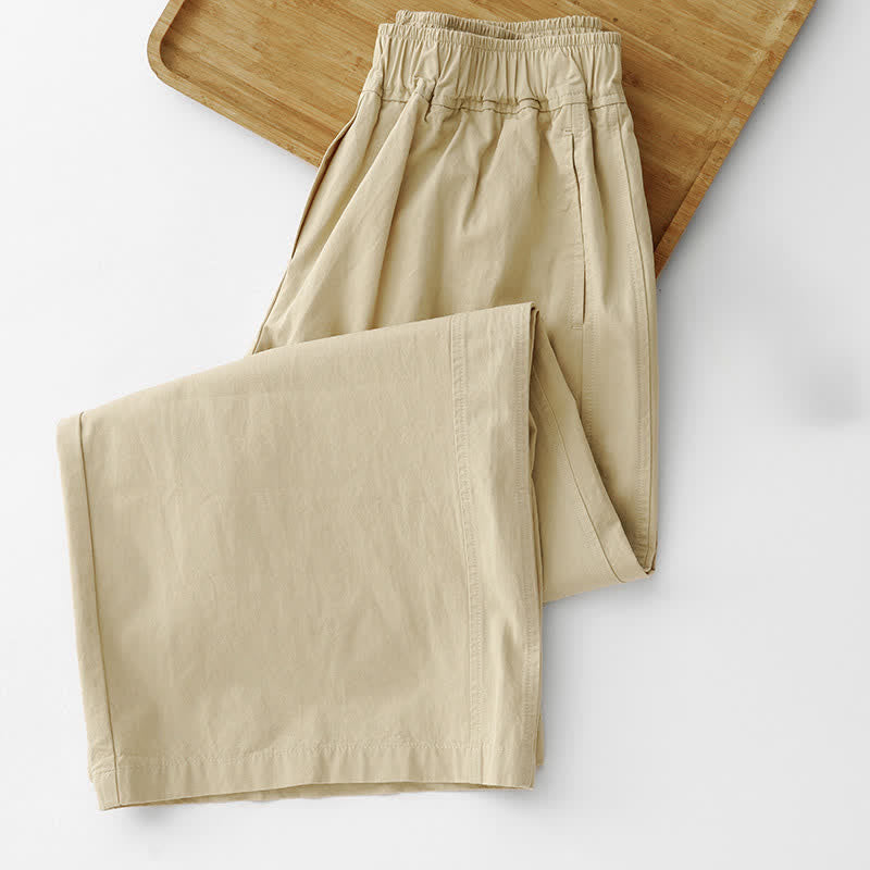 Buddha Stones Spring Summer Casual Minimalist Solid Cropped Pants Women's Wide Leg Pants With Pockets - image 15