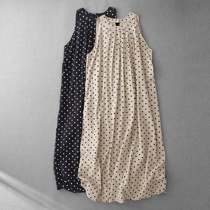 Buddha Stones Summer Vintage Polka Dot Women's Summer Sleeveless Dress - image 16
