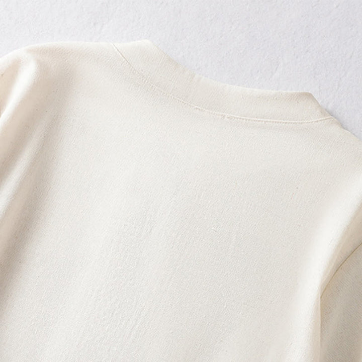 Buddha Stones Summer Tang Style Frog Button Embroidery Vines Solid Women's Short Sleeve Shirts - image 3