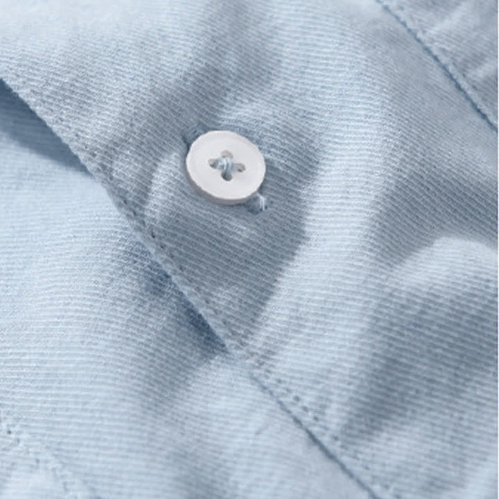 Buddha Stones Summer Casual Classic Button-Up Solid Cotton Men's Short Sleeve Shirts With Patch Pockets - image 8