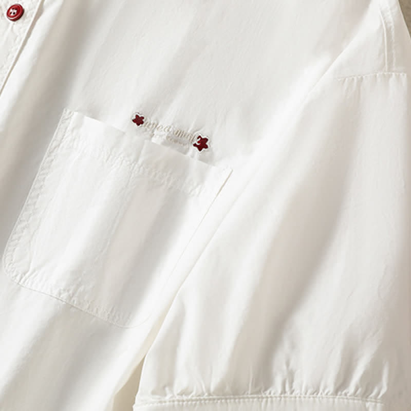 Buddha Stones Summer Casual Minimalist Button-Up Solid Women's Short Sleeve Shirts With Patch Pocket - image 10