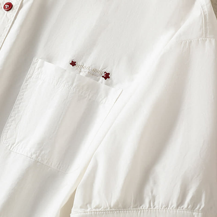 Buddha Stones Summer Casual Minimalist Button-Up Solid Women's Short Sleeve Shirts With Patch Pocket - image 10