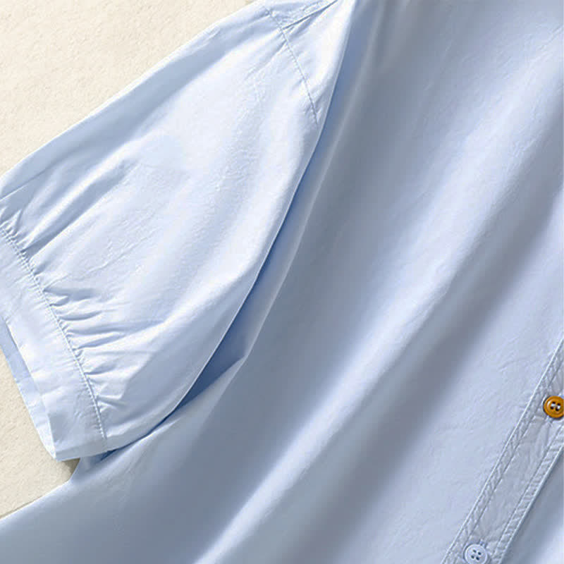 Buddha Stones Summer Casual Minimalist Button-Up Solid Women's Short Sleeve Shirts With Patch Pocket - image 3