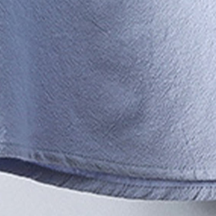 Buddha Stones Summer Tang Style Mandarin Collar Button-Up Solid Cotton Men's Short Sleeve Shirts - image 12