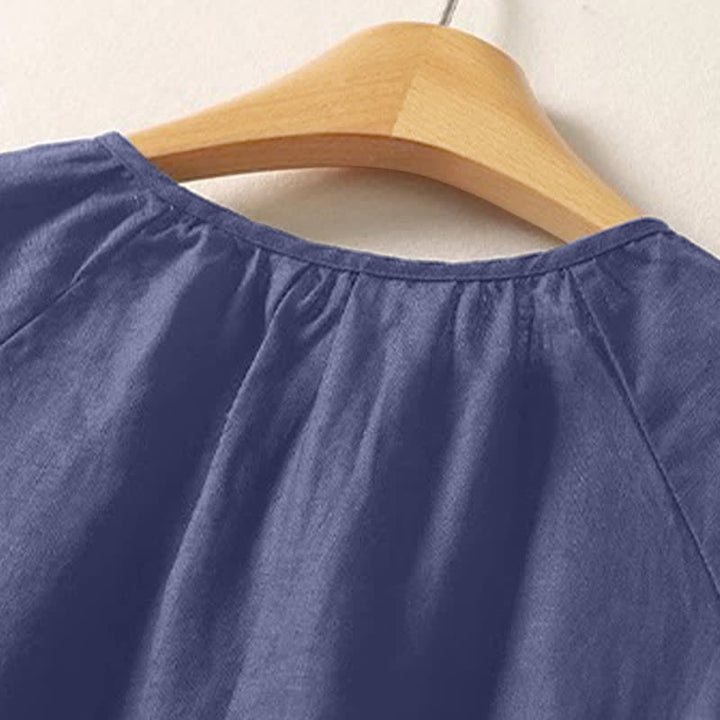 Buddha Stones Summer Casual Minimalist Solid Crew Neck Women's Short Sleeve Shirts - image 17