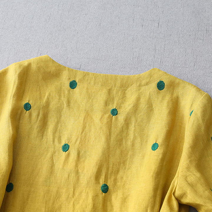 Buddha Stones Summer Casual Boho Drawstring Abstract Polka Dots Women's Short Sleeve Dress With Pocket - image 3