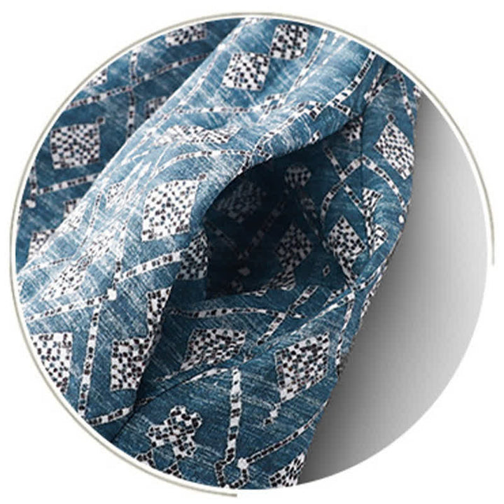 Buddha Stones Summer Boho Drawstring Blue Geometric Women's Summer Sleeveless Dress With Pockets - image 7