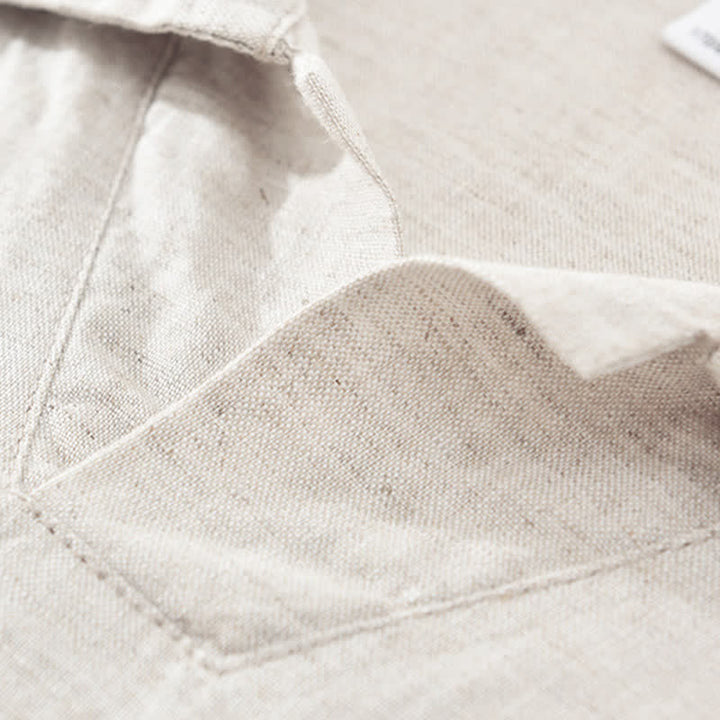 Buddha Stones Summer Casual Minimalist Side Slit Solid Lapel Collar Men's Short Sleeve Shirts - image 5