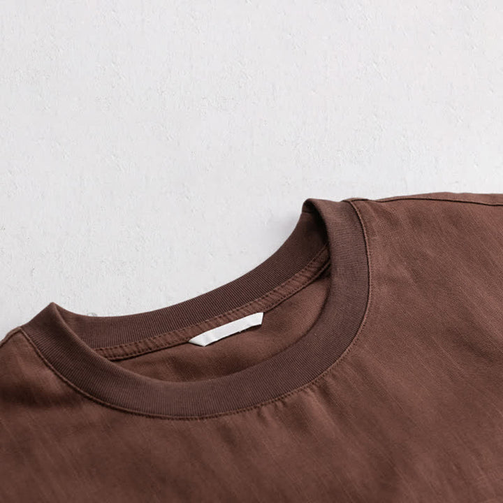 Buddha Stones Summer Casual Minimalist Solid Men's Short Sleeve T-Shirts With Patch Pocket - image 15