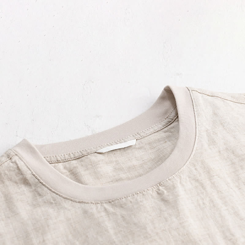 Buddha Stones Summer Casual Minimalist Solid Men's Short Sleeve T-Shirts With Patch Pocket - image 3