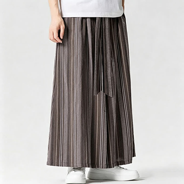 Buddha Stones Summer Vintage Drawstring Striped Ankle Pants Men's Wide Leg Pants With Pocket - image 21