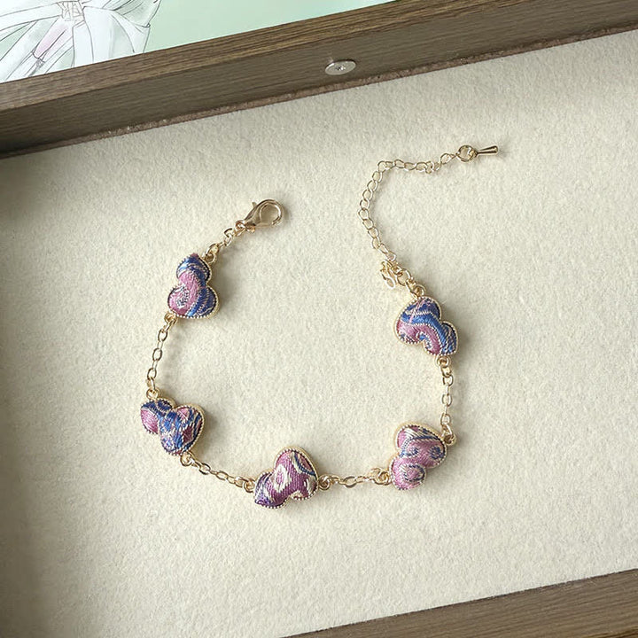 Buddha Stones Song Brocade Copper Gourd Blessing Gold Tone Bracelet - Purple(Same Color Tone – Pattern Varies) - image 0