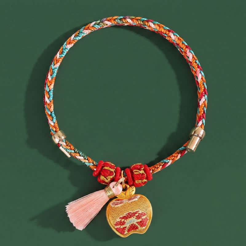 Buddha Stones Handwoven Five Color Apple Money Bag Gourd Chinese Lock Charm Protection Bracelet - image 11