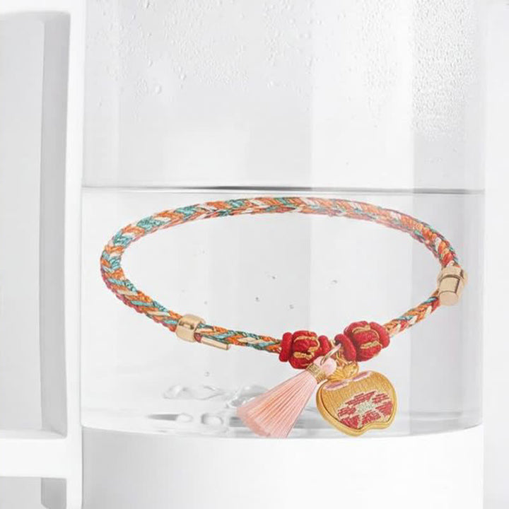 Buddha Stones Handwoven Five Color Apple Money Bag Gourd Chinese Lock Charm Protection Bracelet - image 12