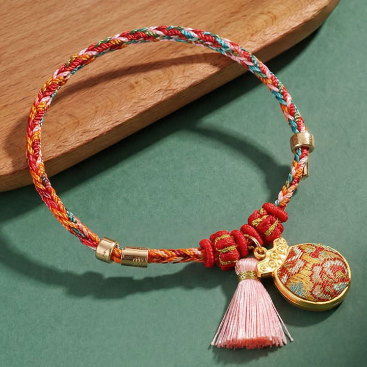 Buddha Stones Handwoven Five Color Apple Money Bag Gourd Chinese Lock Charm Protection Bracelet - image 18