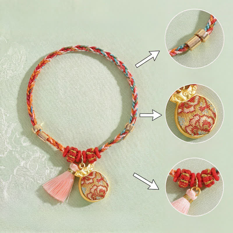 Buddha Stones Handwoven Five Color Apple Money Bag Gourd Chinese Lock Charm Protection Bracelet - image 29