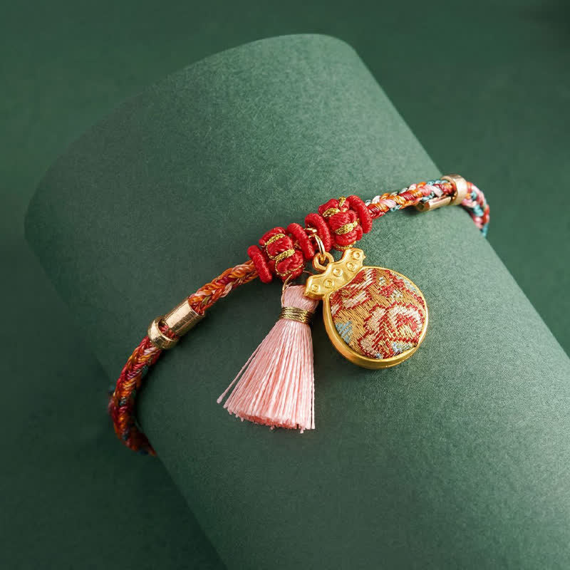 Buddha Stones Handwoven Five Color Apple Money Bag Gourd Chinese Lock Charm Protection Bracelet - image 23