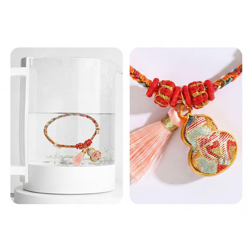 Buddha Stones Handwoven Five Color Apple Money Bag Gourd Chinese Lock Charm Protection Bracelet - image 49