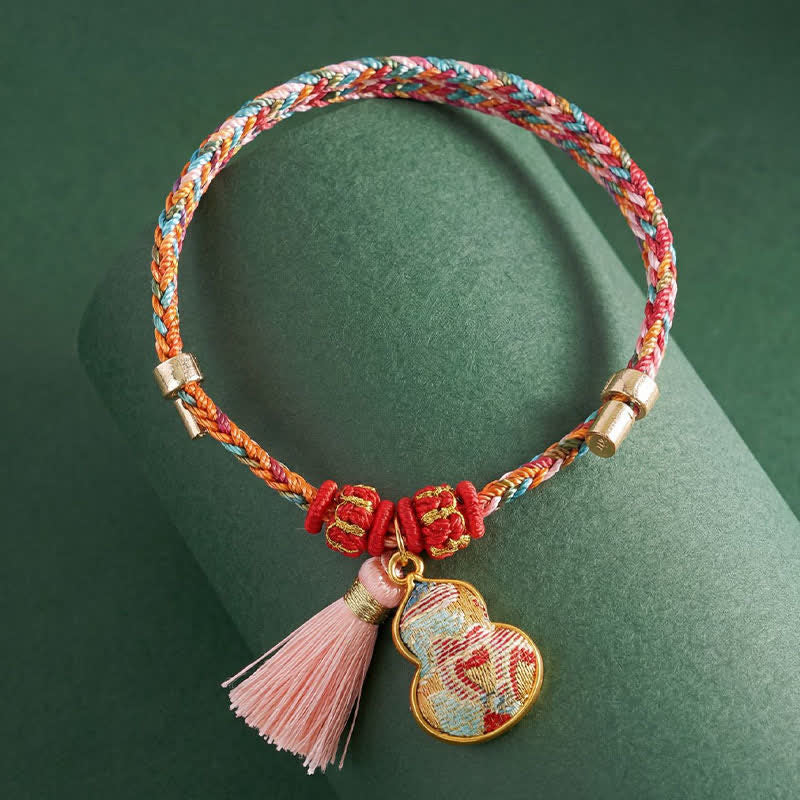 Buddha Stones Handwoven Five Color Apple Money Bag Gourd Chinese Lock Charm Protection Bracelet - image 40