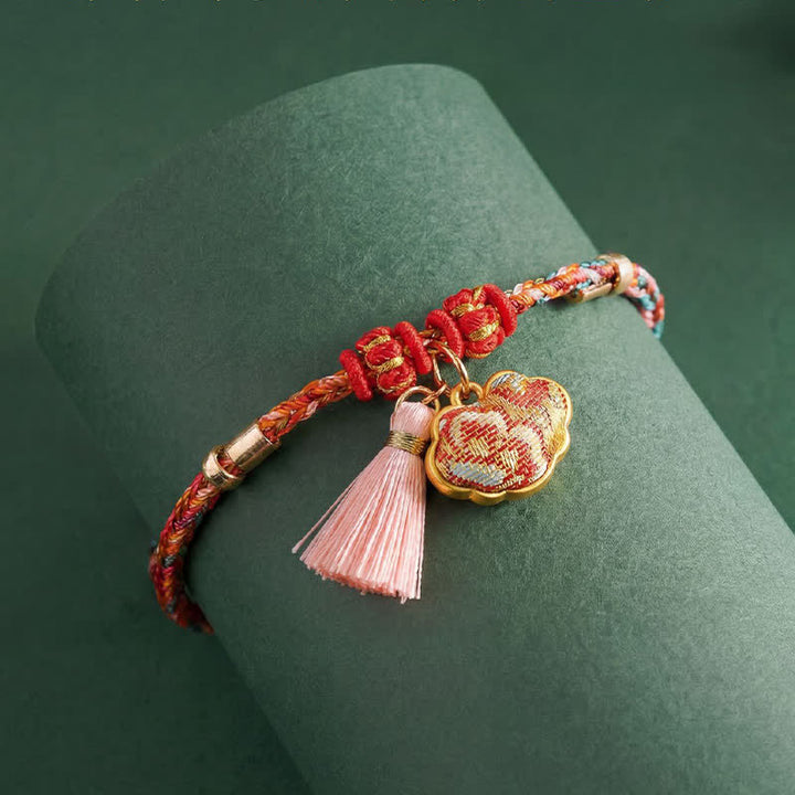 Buddha Stones Handwoven Five Color Apple Money Bag Gourd Chinese Lock Charm Protection Bracelet - image 62