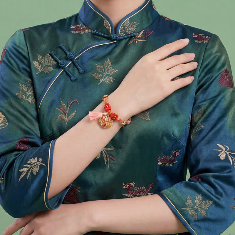 Buddha Stones Handwoven Five Color Apple Money Bag Gourd Chinese Lock Charm Protection Bracelet - image 65