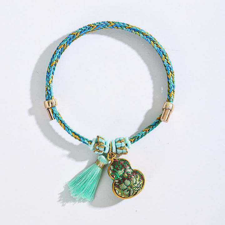 Buddha Stones Hand-Woven Five-Color Cord Luck Green Song Brocade Zongzi Apple Money Bag Chinese Lock Charm Gourd Bracelet - image 20