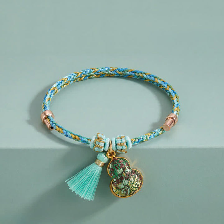 Buddha Stones Hand-Woven Five-Color Cord Luck Green Song Brocade Zongzi Apple Money Bag Chinese Lock Charm Gourd Bracelet - image 22