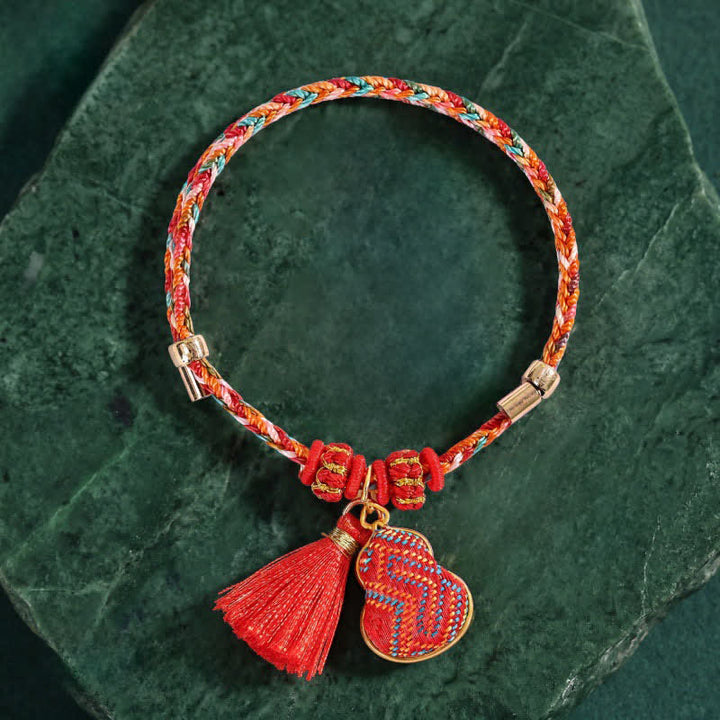 Buddha Stones Handmade Five-Color Cord Luck Red Song Brocade Chinese Lock Charm Apple Money Bag Gourd Zongzi Braided Bracelet - image 15