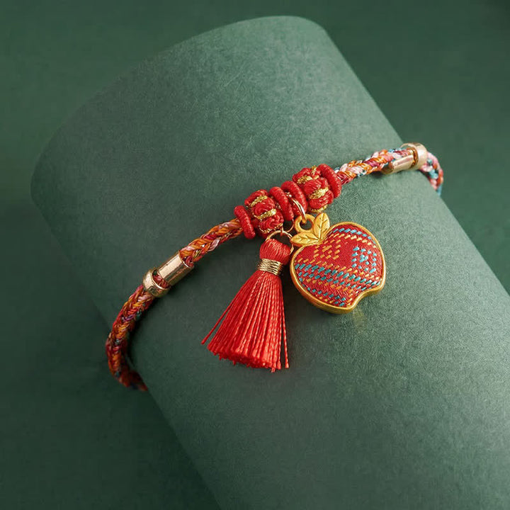 Buddha Stones Handmade Five-Color Cord Luck Red Song Brocade Chinese Lock Charm Apple Money Bag Gourd Zongzi Braided Bracelet - image 28