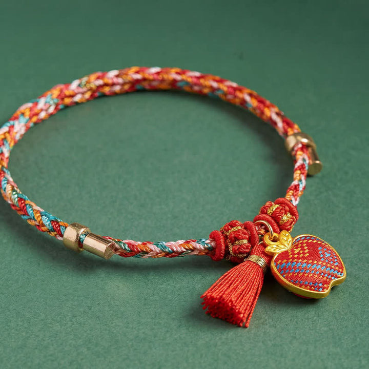 Buddha Stones Handmade Five-Color Cord Luck Red Song Brocade Chinese Lock Charm Apple Money Bag Gourd Zongzi Braided Bracelet - image 32