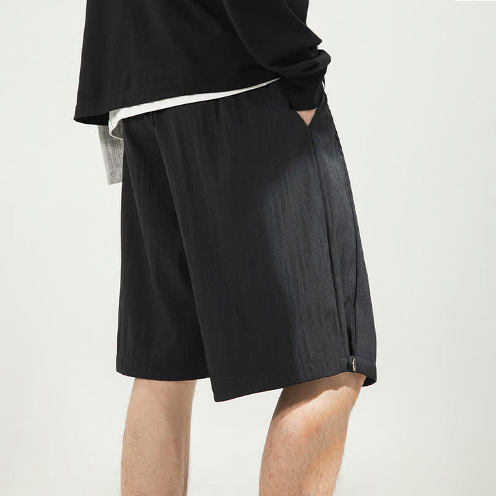 Buddha Stones Summer Casual Minimalist Drawstring Elastic Waist Solid Men's Shorts With Pocket - image 19