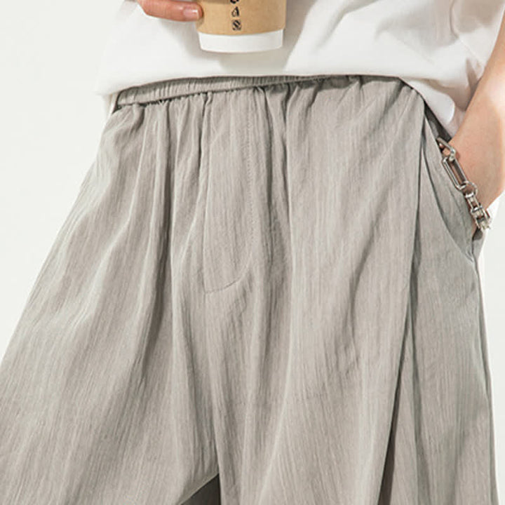Buddha Stones Summer Casual Minimalist Drawstring Elastic Waist Solid Men's Shorts With Pocket - image 7