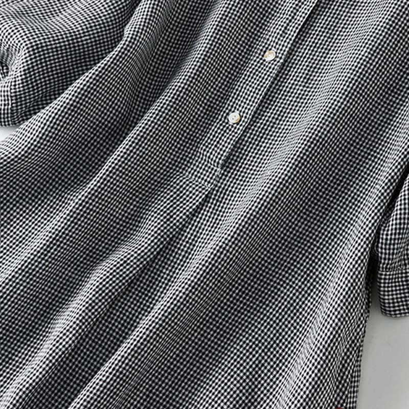Buddha Stones Summer Casual Vintage Button-Up Plaid Women's Short Sleeve Dresses - image 8